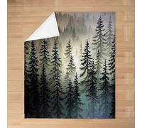 feelingyou Pine Tree Kids Flannel Blanket,Leaf Plant Botanical Country Bed Blanket,Rustic Farmhouse Jungle Girls Boys Sofa Decor,Black Grey Fuzzy Blanket,Twin Size (60 x 80 Inches)