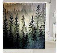 feelingyou Pine Tree Kids Shower Curtains,Leaf Plant Botanical Country Bathroom Curtain,Rustic Farmhouse Jungle Home Decor,Black Grey Waterproof Curtains,12 Hooks Suits,72" W x 84" L