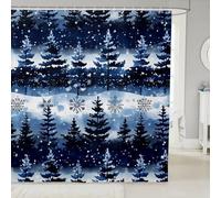 feelingyou Pine Tree Snowflake Shower Curtain for Stalls Bathtubs Merry Christmas Theme Bathroom Shower Curtain Set Boho Tie Dye Bath Curtains Blue White Waterproof Curtains 72x72 Inch