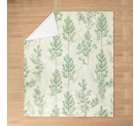 feelingyou Pine Trees Kids Flannel Blanket,Rustic Farmhouse Botanical Leaf Bed Blanket,Jubgle Country Plant Girls Boys Sofa Decor,Beige Green Fuzzy Blanket,Twin Size (60 x 80 Inches)