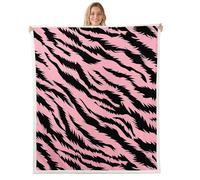feelingyou Pink Zebra Stripes Throw Blanket for Couch,Wild Animal Skin Soft Warm Fleece Blanket for Women Girls Pink Black Stripe Fuzzy Blankets Modern Art Room Home Dorm Decor,40"×50"