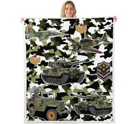feelingyou Plane Camouflage Design Throw Blanket, Throw Size, War Theme, Bed Throw, Green Tank Pattern, Home Decor for Sofa