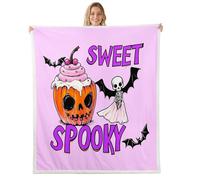 feelingyou Pumpkin Lantern Ghosts Blanket for Kids Girls Boys,Happy Halloween Style Blankets for Bedroom Sofa Dorm Decor,Black Bats Spider Bed Couch Blanket,Baby(30 x 40 Inches),Purple Orange