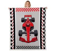 feelingyou Racing Car Throw Blanket Simple Black Gray Red Grid Lines Fleece Blanket for Kids Boys Teens Sports Competition Game Style Bed Blanket for Party Office Couch 30x40