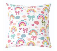 feelingyou Rainbow Kids Throw Pillow Cover,Cartoon Love Hearts Cloud Double Sides Pillow Case,Girly Dreamy Princess Home Decor,Colorful White Bed Couch Sofa Cushion Cover,1 Pack 24"x24"