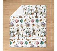 feelingyou Sewing Machine Kids Flannel Blanket,Needlework Bowknot Bow Tie Princess Bed Blanket,Craft Handmade Stitching Rose Flowers Girls Boys Sofa Decor,Pink White Fuzzy Blanket,40 x 50 Inches