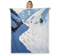 feelingyou Skiing Kids Throw Blanket,Ski Winter Extreme Sport Competition Bed Blanket,Mountain Snowboarding Skier Girls Boys Sofa Decor,Snow White Fuzzy Blanket,Baby Size (30 x 39 Inches)