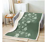 feelingyou Spring Floral Throw Blanket Green Flowers Fleece Blanket Botanical Floral Bed Blanket for Couch or Bed Green Blanket Soft Warm Lightweight for Kids Adults Women Gift(40x50 Inches)