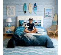 feelingyou Summer Surfing Bedding Set King Size 3D Ocean Sea Wave Comforter Set for Kids Teens Room Decor Extreme Sports Competition Duvet Insert Swimming Diving Down Comforter Set,3Pcs