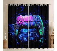 feelingyou Technological Gaming Controller Curtains for Windows,Boy Game Galaxy Curtains for Living Room,Children's Playroom Blackout Drapes 2 Panel Sets,46x72L