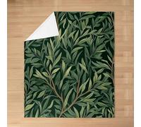 feelingyou Tropical Leaves Kids Flannel Blanket,Vintage Leaf Rustic Farmhouse Bed Blanket,Natural Plant Botanical Boho Girls Boys Sofa Decor,Dark Green Fuzzy Blanket,Queen Size (90 x 90 Inches)