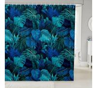 feelingyou Tropical Palm Leaves Shower Curtain 3D Teal Blue Natural Plants Bathroom Curtains for Kids Teens Adults Wild Jungle Botanical Leaf Waterproof Bath Curtain with 12 Hooks 72" W x 72" L