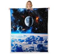 feelingyou Universe View Throw Blanket Starry Galaxy 3D Planet Print Fleece Blanket for Kids Teens Adults Outerspace Cosmic Landscape Decor Bed Blanket for Chairs Office Twin 60x80