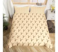 feelingyou Western Cowboy Comforter Cover for Kids Boys Girls Tribal Bull Skull Duvet Cover Set Vintage Rustic Farmhouse Bedding Set Yellow Quilt Covers Double Size with 2 Pillowcases(No Comforter)