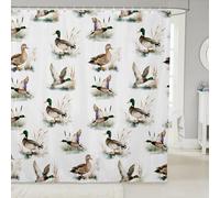 feelingyou Wild Ducks Shower Curtain Set Rustic Farmhouse Mallard Bath Curtains Kids Stalls Decor Country Style Animal Shower Curtain White Brown Green Waterproof Curtains 72"x78"