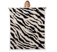 feelingyou Zebra Stripes Throw Blanket for Couch,Absrtact Art Soft Warm Fleece Blanket for Women Girls Zebra Print Fuzzy Blankets Beige Black Stripe Room Home Dorm Decor,30"×40"