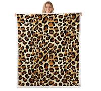FeelingYouLeopard Print Flannel Blanket,African Cheetah Wildlife Blanket Soft Warm Lightweight for Kids Adults,Retro Noble Blankets for Couch or Bed,Brown Black Yellow Bedding Set (50x60 Inches)