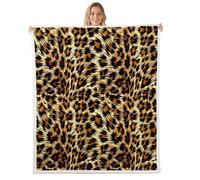 FeelingYouLeopard Print Throw Blanket,African Cheetah Wildlife Flannel Blanket,Retro Noble Blankets,Yellow Black Bedding Chair Sofa Bed Decor,90"×90"
