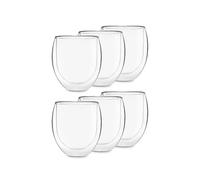 Feelino 6X Glass Tea Cup with 1x Tea, 320ml Tea Infuser Mug Set, Double Walled Thermal Glass Tea Mug, Floating Effect Insulated Coffee Cup, Dishwasher-Safe Tea Glass Cups for Tea