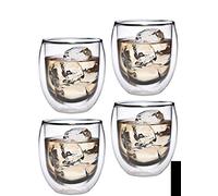 Feelino Glass Coffee Mugs, 4X Double Walled Glass Mugs, 320 ml Thermal Latte Glasses, Insulated Wall Double Glass Coffee Cups for Cappuccino, Macchiato, Ice Coffee, Teas, Handmade Clear Glass Cups