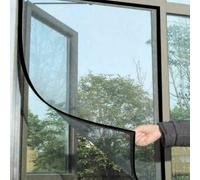 FEELIT Window Insect Screen Mesh Net Fly Mosquitoes, Transparent, Easy Installation Prevents Insects/Flies/Mosquitoes from Entering The Room(130 x 150cm) (Black)