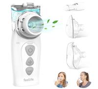 FEELLIFE Nebuliser Machine for Adults, Type-C Rechargeable Portable Nebuliser for Adults & Kids, Silent Portable Handheld Inhaler with 2 Masks, Mouthpiece and Storage Bag