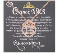 FEELMEM 15th Birthday Gift for Crown 15 Anos Quinceanera Necklace Quince Jewelry Sweet 15 Jewelry Fifteenth Gift, S, Copper, na-