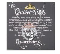 FEELMEM 15th Birthday Gift for Crown 15 Anos Quinceanera Necklace Quince Jewelry Sweet 15 Jewelry Fifteenth Gift, S, Copper, na-