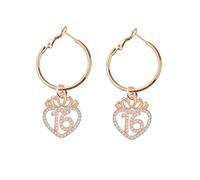 FEELMEM 16th Birthday Gifts Princess Crown Charm Big Circle Hoop Earrings Sixteen Birthday Sweet 16 Gifts 16 Year Old Gifts, 1, Stainless steel ,alloy, 1