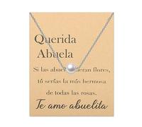 FEELMEM Abuela Gift Spanish Grandma Gift Abuela Pearl Necklace Abuelita Jewelry Abuela Appreciation Gift, Middle, Pearl, Pearl