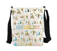 FEELMEM Aerialist Crossbody Bag Aerial Silks Bag Aerial Yoga Gift Aerial Lover Artist Gift Aerial Gift Aerial Dance Coach Gift (Beige)