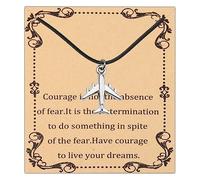 FEELMEM Airplane Charm Leather Cord Chain Necklace Fly Safe Pilot Gift Traveling Jewelry Flight Attendants Gift Aviation Gift (Airplane Necklace)