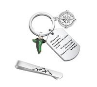 FEELMEM All That is Gold Does Not Glitter Keychain Explore Tie Clip Traveling Gift for Wanderer Traveler Movie Fans Gifts, Silver, 1