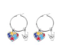 FEELMEM ASL Gifts Special Education ASL Love Sign Language Earrings Autism Awareness Support Jewelry Sped Teacher Gifts, 1, Stainless steel ,alloy, 1