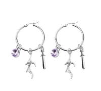FEELMEM Bat Collection Earrings Thorn and Roses Novel Charms Big Circle Hoop Earrings Book Lover Jewelry Bookish Gift, 1, Stainless steel ,alloy, 1