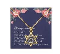 FEELMEM Bat Mitzvah Gift Mazel Tov Congratulations Necklace Best Friend Adult Ceremony Jewelry Bat Mitzvah Good Luck Hanukkah Gift, Middle, Metal, alloy