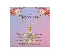 FEELMEM Bat Mitzvah Gift Mazel Tov Congratulations Necklace Best Friend Adult Ceremony Jewelry Bat Mitzvah Good Luck Hanukkah Gift, Middle, Metal, alloy