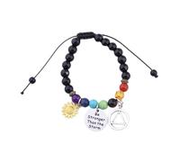 FEELMEM Be Stronger Than The Storm Alcoholics Anonymous Gift AA Sobriety Recovery Bead Bracelet Cancer Gift Rebirth Jewelry, M, alloy, Agate
