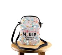 FEELMEM Behavior Analyst Crossbody Bag Difference Maker BCBA Gift ABC Behavior Special Education Teacher Thank You Gift (beige)