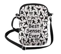 FEELMEM Best Sensei Ever Crossbody Purse Bag Taekwondo Jiu Jitsu Coach Gift Karate Instructor Gift Martial Arts Gift (beige)