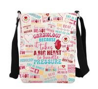 FEELMEM Cardiology Theme Crossbody Bag Nurse Quote Bag Cardiac Nurse Gift Cardiac Nursing Gift for Medical Professional (beige)