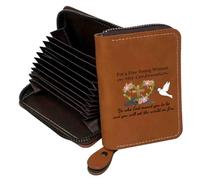 FEELMEM Catholic Confirmation Leather Credit Card Holder Zipper Wallet Confirmed in Christ Gifts, brown, Contemporary