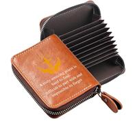 FEELMEM Catholic Priest Gifts Church Priest Leather Credit Card Holder Zipper Wallet Christian Religion Pastor Appreciation Gifts