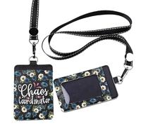 FEELMEM Chaos Coordinator ID Badge Holder with Lanyard Assistant Principal Boss Leader Gift Office Manager Teacher Gift (Leather)