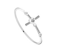 FEELMEM Christian Cross Bracelet Jeremiah 29:11 Bible Verse Crystal Sideways Cross Bangle Bracelet Baptism Christening Gift, 7 to 8.5 inches, Copper, .na