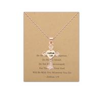 FEELMEM Christian Gift Joshua 1:9 Cross Pendant Necklace Bible Verse Christian Necklace Religious Confirmation Gift