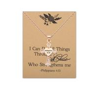 FEELMEM Christian Gifts Philippians 4:13 Cross Charm Necklace Verse Bible Church Gift Bible Religious Scripture Jewelry, Middle, Copper, copper
