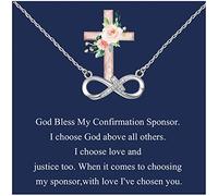 FEELMEM Confirmation Sponsor Necklace God Bless My Confirmation Sponsor Gift Catholic Mentor Appreciation Gifts for Godmother Thank You for Sponsor (God Bless)
