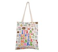 FEELMEM Coquette Bow Cake Baker Gift Baking Lover Gift Pastry Chef Gift It's A Beautiful Day To Make Cake Canvas Tote Bag