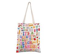 FEELMEM Coquette Bow Spanish Teacher Gift Tote Bag Spanish Education Gift